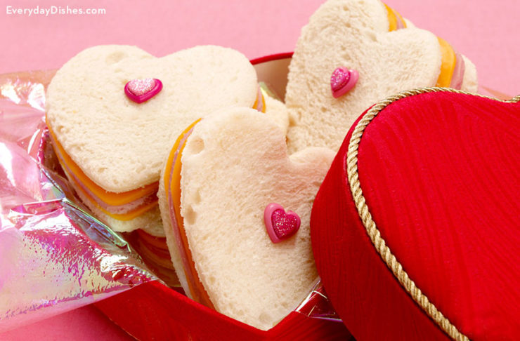 Some heart-shaped sandwiches for Valentine's Day.