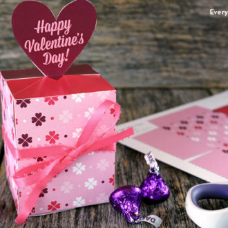 A cute, DIY printable candy box for Valentine's Day.