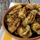 A bowl of roasted artichoke hearts — a tasty and healthy veggie side.