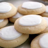 A fresh batch of delicious, almond meltaway cookies.
