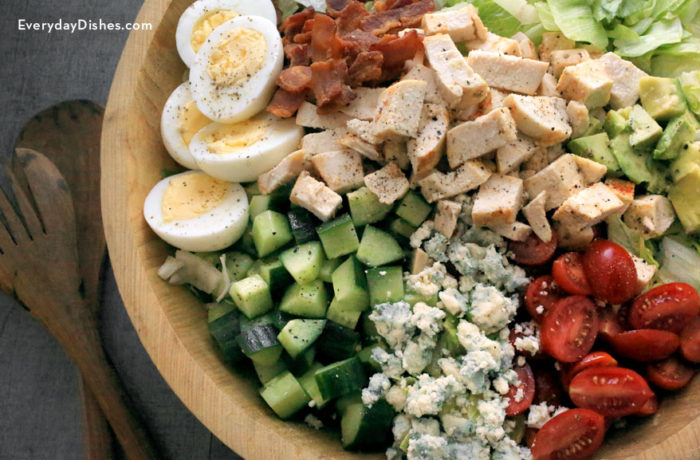 A delicious chopped Cobb salad for lunch or dinner.