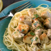 A plate of a delicious lemon garlic slow cooker chicken