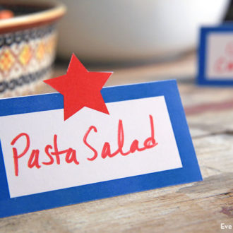 A DIY 4th of July food tent card printable