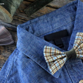 A shirt with a DIY clip-on bow tie.