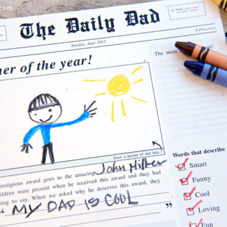 A cute DIY printable newspaper, a great Father's Day gift.