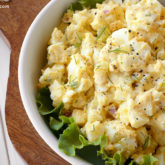 A bowl of delicious homestyle egg salad.
