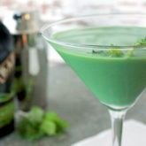 A glass of a delicious mint shamrock martini