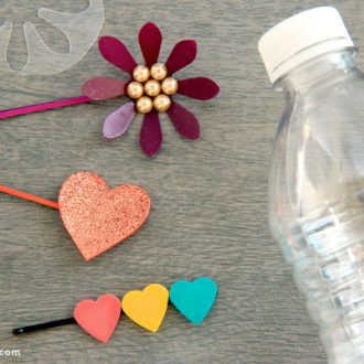 Some cute, DIY hair clips that are upcycled from plastic bottles.
