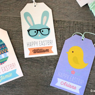 Some adorable DIY printable Easter gift tags with an egg, bunny, and chick.