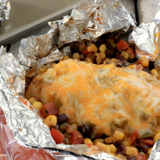 A delicious southwest chicken foil packet, a great dinner on the grill.