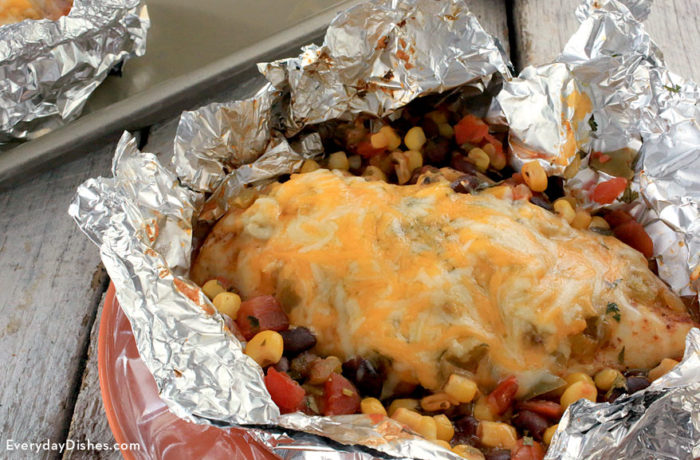 A delicious southwest chicken foil packet, a great dinner on the grill.