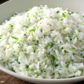A bowl of cilantro lime rice, made to copy Chipotle's recipe.