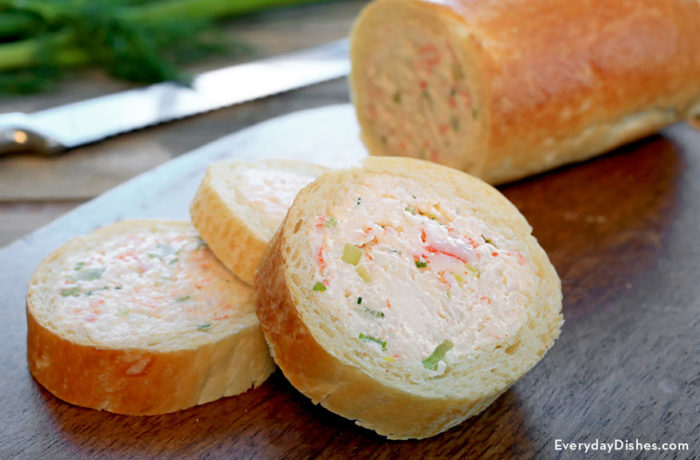 A delicious and easy crab-stuffed baguette.