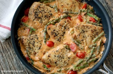 One-pan chicken with spring veggies recipe