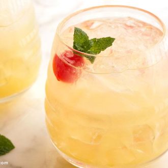 Two glasses of a delicious and refreshing pineapple vodka cocktail