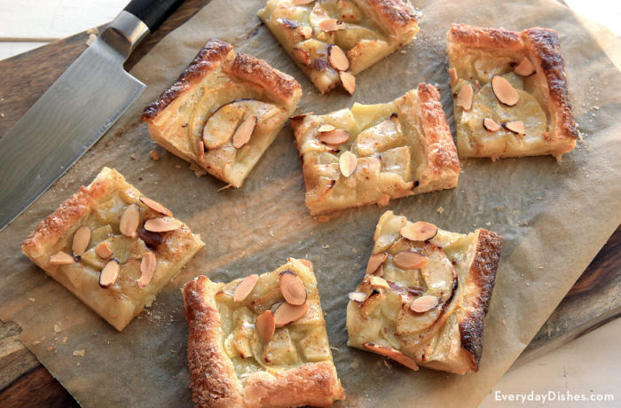Homemade sweet and tangy apple puff pastry tarts that are perfect for dessert or breakfast.