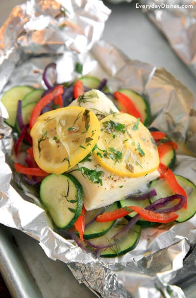 Halibut and Veggie Foil Packet Recipe