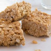 Some freshly made no-bake peanut butter oat squares