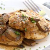 A plate of one pan chicken marsala that's ready to enjoy for dinner