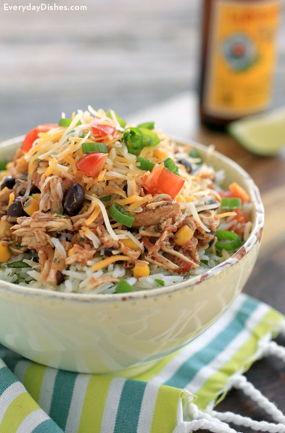 Slow cooker chicken burrito bowl recipe