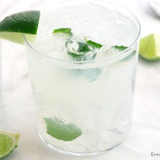 A delicious and refreshing glass of vodka mojito.