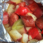 A sausage and potato foil packet that's perfect for camping and game day!