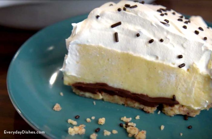 Chocolate layered vanilla pudding pie recipe video