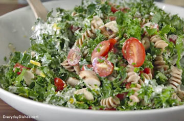 Chicken and kale pasta salad recipe video