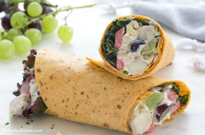 Two chicken salad wraps, the perfect light lunch.