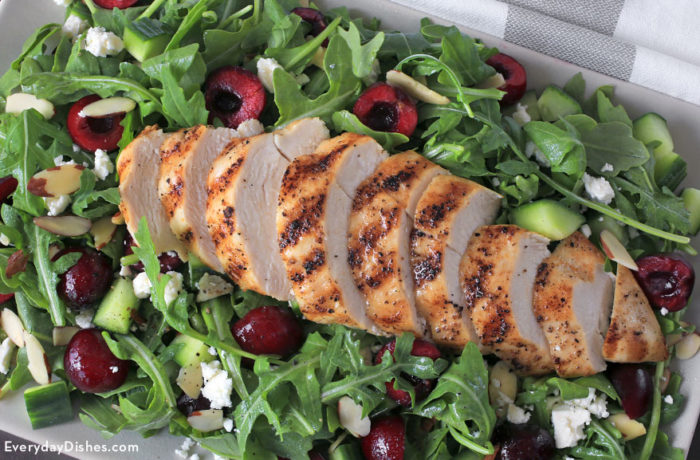 A delicious fresh cherry chicken salad that's great for lunch or a light dinner.