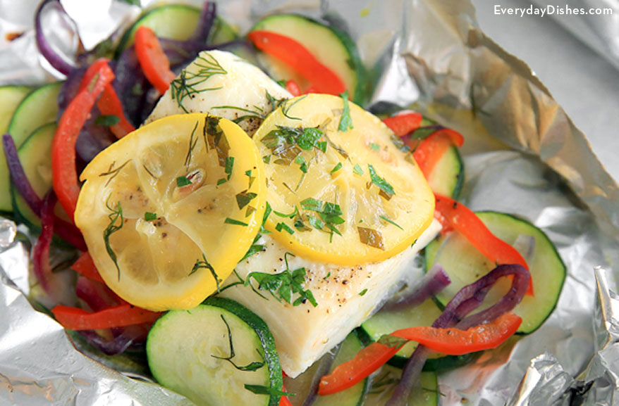 Halibut and Veggie Foil Packet | Easy Foil-Wrapped Camping Recipes For Outdoor Meals