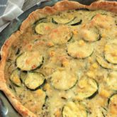 A delicious sweet corn and zucchini pie — an excellent vegetarian dish that's perfect for breakfast, lunch, and dinner.