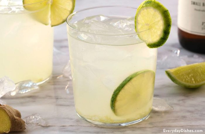 Glasses of a delicious ginger lime cocktail