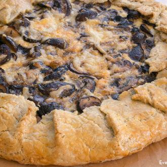 A delicious homemade asiago mushroom tart.