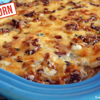 Cheesy and amazing bacon au gratin potatoes using einkorn flour — the perfect side dish!