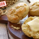 Freshly baked einkorn buttermilk biscuits, ready to eat.