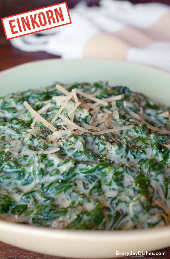 Einkorn creamed spinach recipe