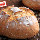 A loaf of homemade einkorn dutch oven bread