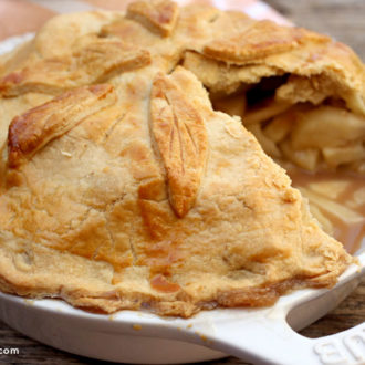 A pie made with a delicious homemade double pie crust.
