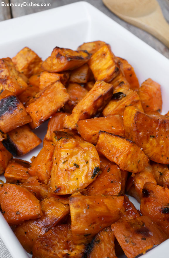Maple-roasted sweet potatoes recipe