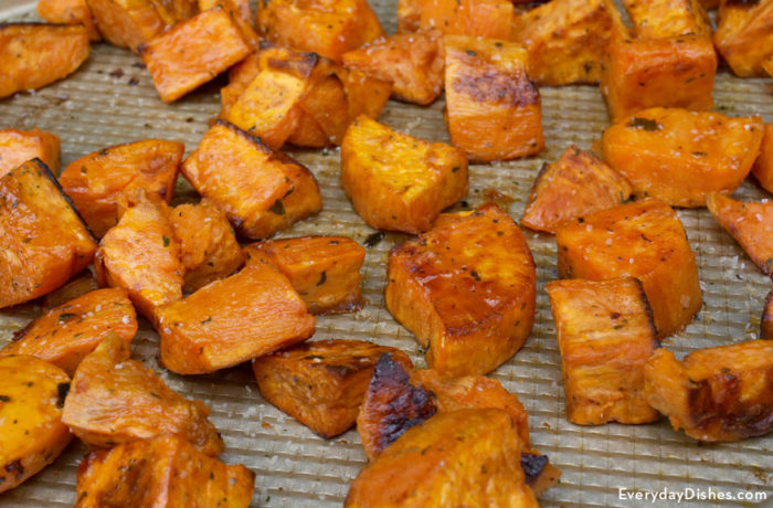 Maple-roasted sweet potatoes recipe