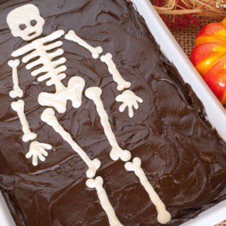 A spooktacular skeleton sheet cake
