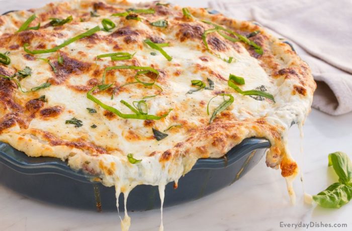 A tasty and homemade mozzarella potato pie — a great dinner.