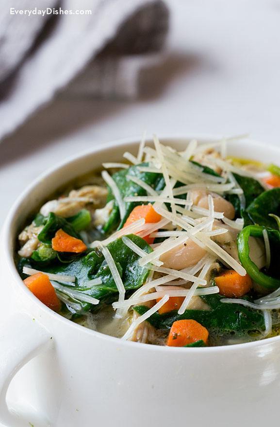 Chicken and Parmesan soup recipe with spinach