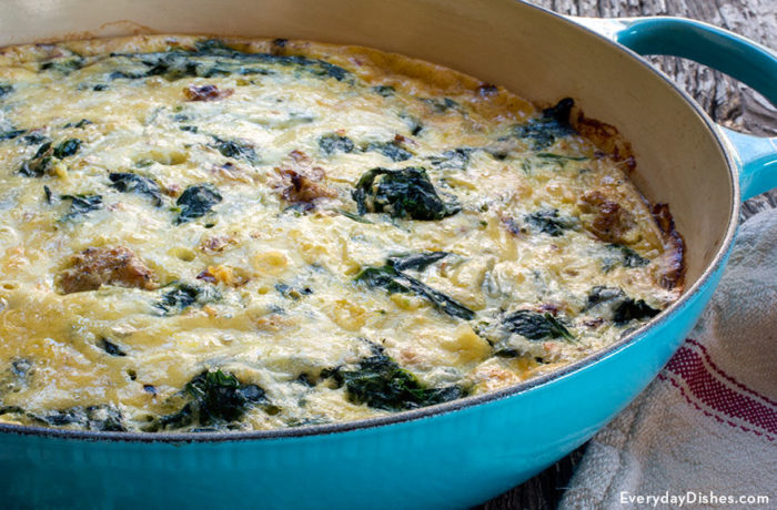 Make-ahead chicken sausage and spinach frittata recipe