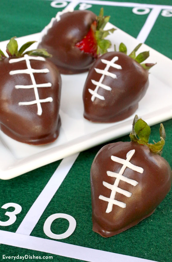 Chocolate-covered strawberry footballs recipe