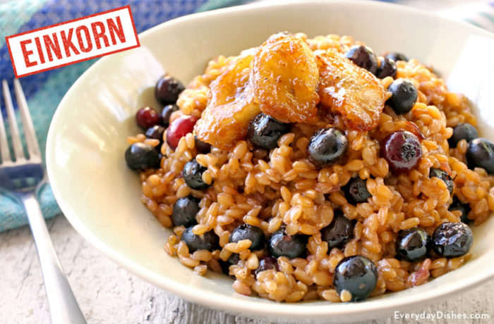 Einkorn wheat berry breakfast bowl recipe video