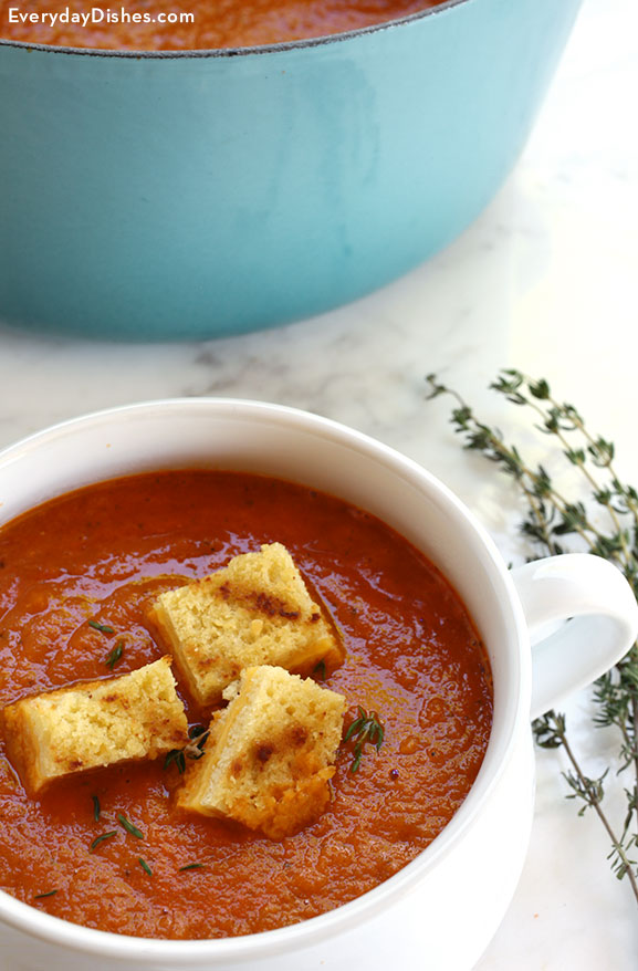 Dairy-free roasted tomato basil soup recipe video