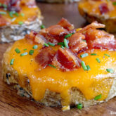 A fresh batch of bacon potato rounds, a tasty dinner or side dish.