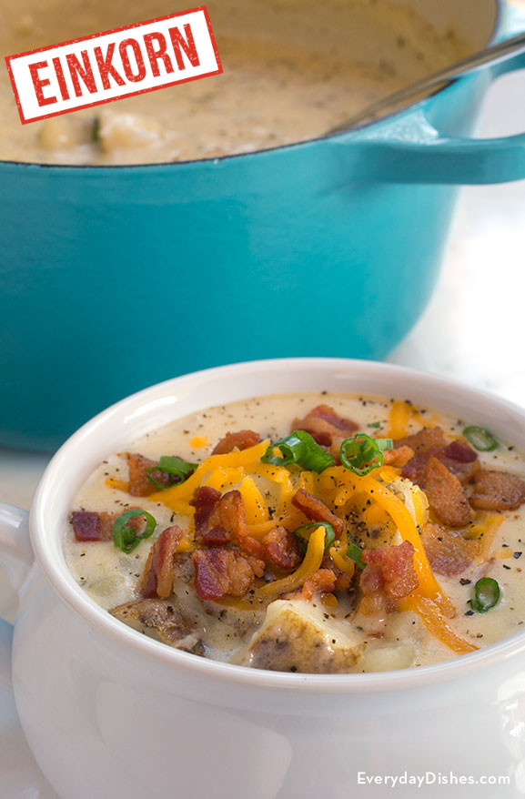 Einkorn loaded baked potato soup recipe